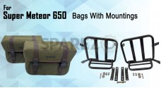 For Royal Enfield Super Meteor 650 Olive Canvas Pannier bags with Mounting